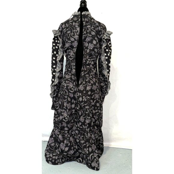 NWT Isabel Marant Etoile Black White Floral Dress Ruffles Zip Long Sleeve Sz 36 - Picture 6 of 16